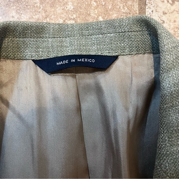 Brooks Brothers Mens Olive Green Silk/Linen/Wool Blend 2 Button Blazer Size 43 R - Picture 9 of 11